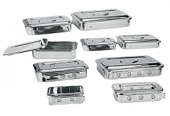 SKN011 / Stainless Steel  Sterilization Tray - With holes: 250x160x45mm (нержавеющий медицинский бикс, в форме прямоугольника, с дырками)