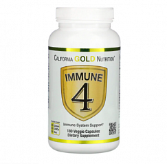 California Gold Nutrition, Immune 4, средство для укрепления иммунитета, 180 вегетарианских капсул:uz:Kaliforniya Oltin Oziqlantirish, Immun 4, Immunitetni Qo'llab-quvvatlash, 180 Vegetarian Kapsül