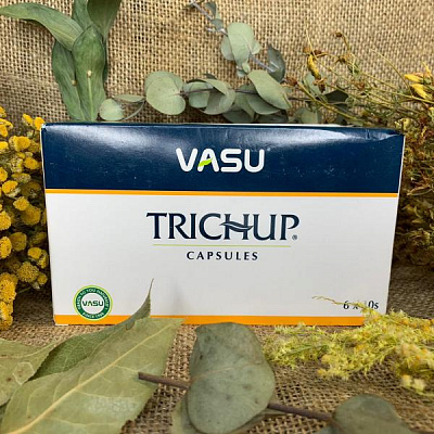 Травяные капсулы для роста волос Тричуп, 60 кап, производитель Васу; Trichup Capsules Hair Nourishment, 60 caps, Vasu:uz:Trichup Vasu Ayurveda sochlari uchun kapsulalar