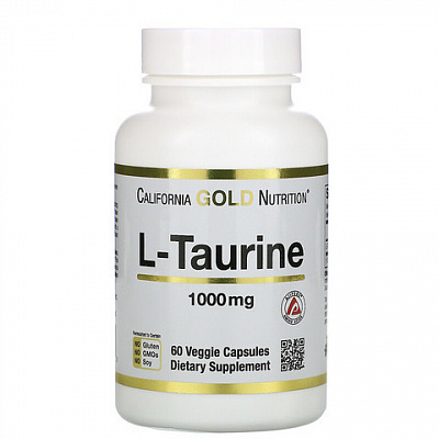 L-таурин, California Gold Nutrition, 1000 мг, 60 растительных капсул:uz:L-Taurin, Kaliforniya Oltin Oziqlantirish, 1000 mg, 60 Veg Kapsül