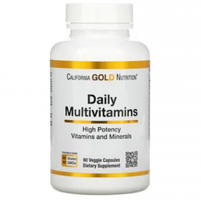 Мультивитамины для ежедневного приема California Gold Nutrition, 60 растительных капсул:uz:California Gold Nutrition Daily Multivitamin, 60 Veg Kapsül