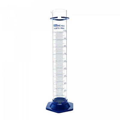 Мерный цилиндр с пластиковым основанием Мерный цилиндр с пластиковым основанием:uz:Plastmassa taglikli gradusli silindr