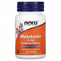 NOW Foods, мелатонин, 5 мг, 120 таблеток:uz:NOW Oziq-ovqatlar, Melatonin, 5 mg, 120 Tabletka