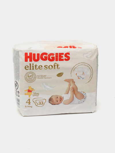 Подгузники Huggies Elite Soft 4, 8-14 кг, Jumbo, 33 шт