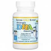 California Gold Nutrition, ДГК для детей в форме жевательных таблеток (из дикой арктической трески), со вкусом клубники и лимона, 180 мягких таблеток из рыбьего желатина