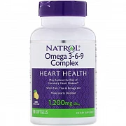 Американский Natrol, Комплекс омега 3-6-9, со вкусом лимона, 1200 мг, 90 мягких таблеток