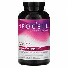 Neocell, Super Collagen + C, коллаген типа 1 и 3 с витамином C, 360 таблеток:uz:Neocell, Super Collagen + C, Vitamin C bilan 1 va 3-toifa kollagen, 360 tabletka