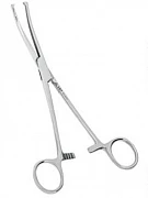 Зажим кровоостанавливающий 1х2 зубый зубчатый изогнутый