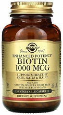 Таблетки биотина для здоровой кожи и волос Solgar Biotin 1000mg (250 шт.):uz:Sog'lom teri va sochlar uchun biotin tabletkalari Solgar Biotin 1000mg (250 dona)