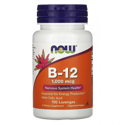 NOW Foods, витамин B12, 1000 мкг, 100 пастилок:uz:NOW Oziq-ovqatlar, B12 vitamini, 1000 mkg, 100 pastil