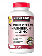 Kaltsiy sitrat, magniy va sink  Kirkland Signature Kirkland Calcium citrate magnesium zinc 500 dona