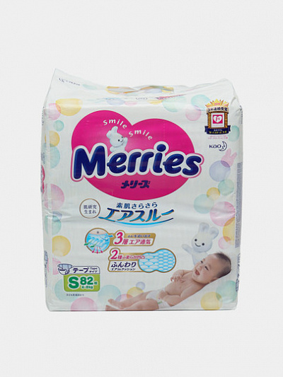 Подгузники для детей Merries размер, S 4-8 кг, 82 шт