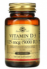 Витаминный комплекс Solgar Vitamin D3 125:uz:Solgar Vitamin D3 125 vitamin kompleksi