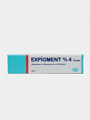 Осветляющий крем при нарушении пигментации кожи Expigment 4% (30 грамм):uz:Ko'rinadigan ta'sir teri pigmentatsiyasining buzilishi uchun oqartiruvchi krem ​​Expigment 4% (30 gramm)