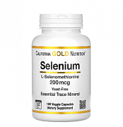 Селен бездрожжевой California Gold Nutrition, 200 мкг, 180 вегетарианских капсул